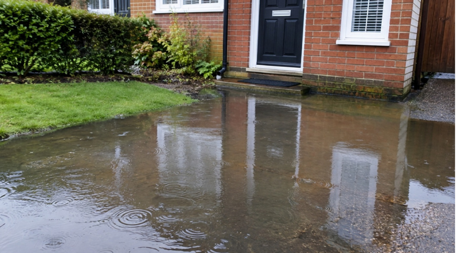 flooded drive needing drainage