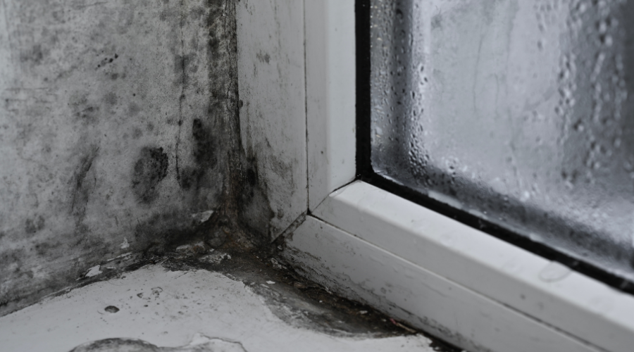 mould and condensation on window sill